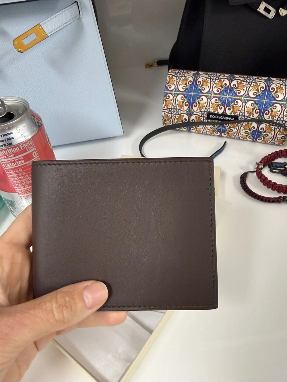 Rolex mens card holder wallet brown brand new in box